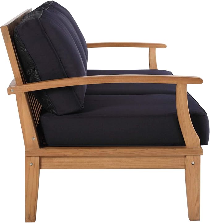 Modway EEI-4176-NAT-NAV Marina Patio Teak Sofa, Natural Navy - Image 4
