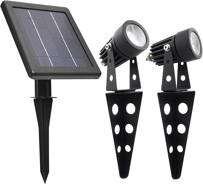 Mini 50X Twin Solar-Powered Flag Pole Light Cast Aluminium Cool White LED by SolarLightMart