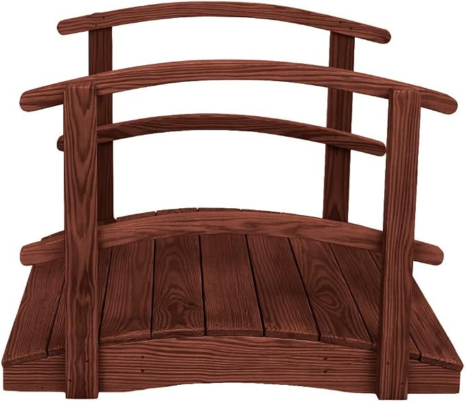 4 FT MAHOGANY Amish Made Garden Bridge - Image 5
