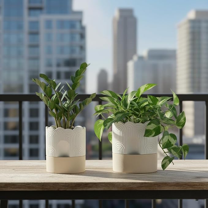 Nihow Self Watering Plant Pot for Indoor Plants : 6 Inch & 8 Inch Ceramic - Image 9
