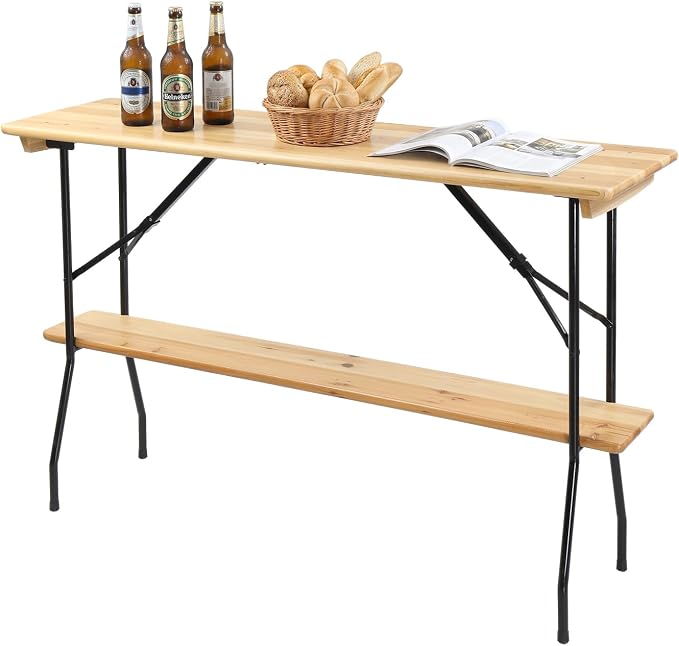 VINGLI 70-Inch 2-Tier Wooden Folding Table, Folding Picnic Table by VINGLI
