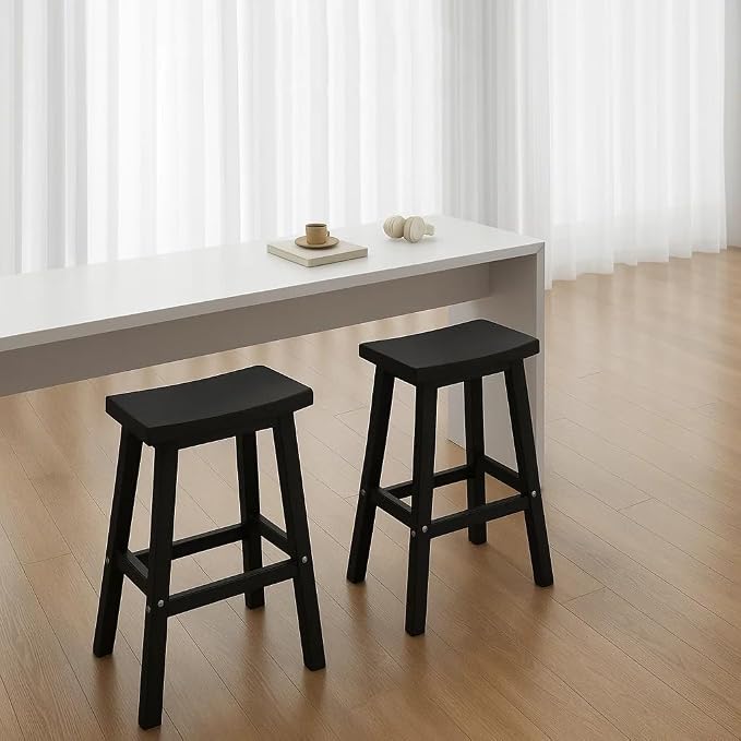 Bar Stools Outdoor Set of 4, Waterproof Modern Durable Resin Saddle Seat - Image 5