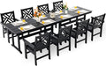 HDPE Dining Table Set for 8, 10-Piece Outdoor Table and Chairs Include 8 Dining by Unknown