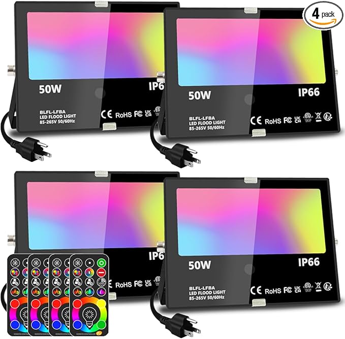 MELPO Led Flood Light 500W Equivalent, RGBW Led Outdoor Lights Colored by MELPO