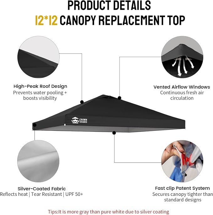 CROWN SHADES 12x12 Canopy Replacement Top - Image 6