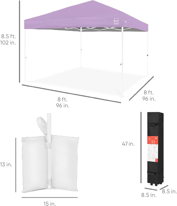 Best Choice Products 8x8ft Pop Up Canopy Tent, Outdoor Shade, 1 Person 1 Minute - Image 8
