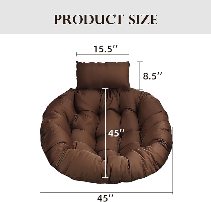 Outdoor Wicker Egg Chair Cushion Waterproof Removable Wine Red Round Cushion - Image 6