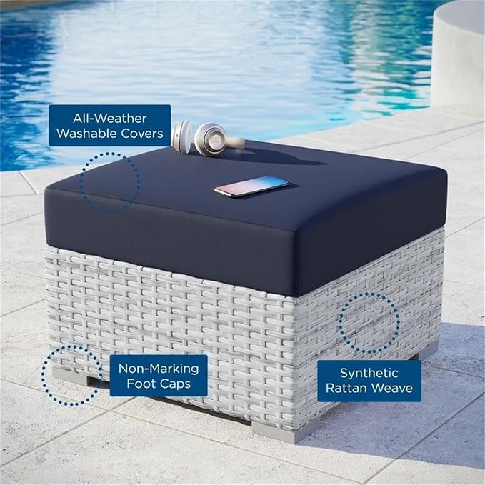 Modway EEI-4301-LGR-NAV Ottoman, Light Gray Navy 25 x 25 x 12 - Image 7