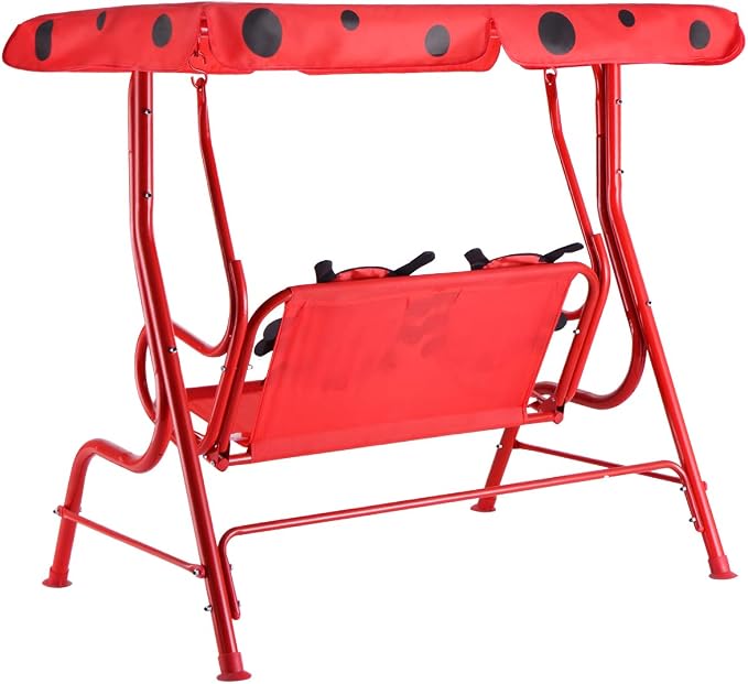 Costzon Kids Porch Swing, All-Weather Patio Swing Bench Hammock w/Adjustable - Image 9