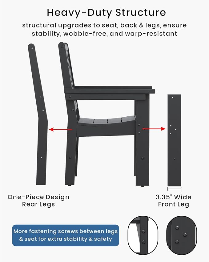 7-Piece Outdoor Dining Set, HDPE All-Weather Patio Table and Chairs Set - Image 5