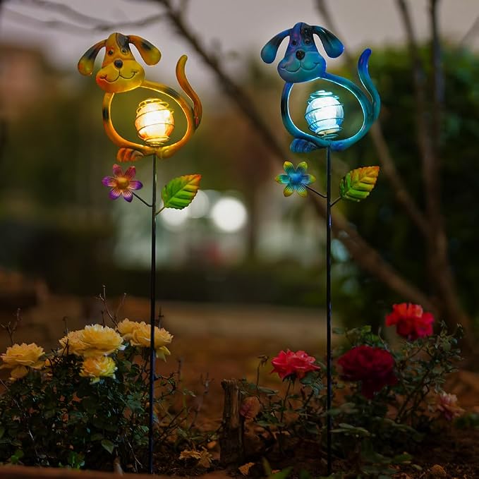 Solar Outdoor Garden Lights, 27.4''H Solar Dog Statues Outdoor Lights, - Image 2