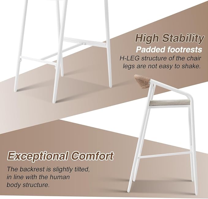 Outdoor Bar Stools Set, Aluminum Frame - Image 6