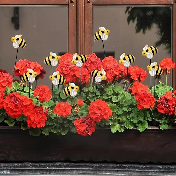 DYJAGYO 10Pcs Bee Garden Stakes Decor, Flower Pot Bed GardenDecorGarden Stakes - Image 6