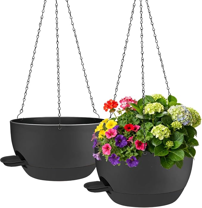 2 Pack Hanging Planters for Indoor Outdoor Plants, 12 Inch Self Watering by Unknown