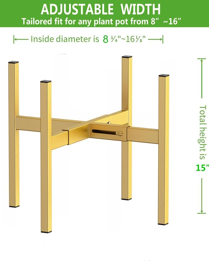 Metal Plant Stand, Adjustable Size Fits 10 12 13 14 15 16 Inches Large Planter - Image 4
