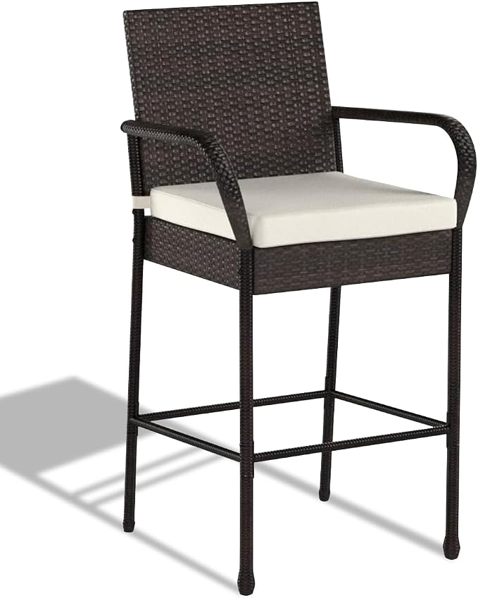 Sundale Outdoor Wicker Bar Stool Set of 2, Patio Counter Height Pub Chair - Image 9