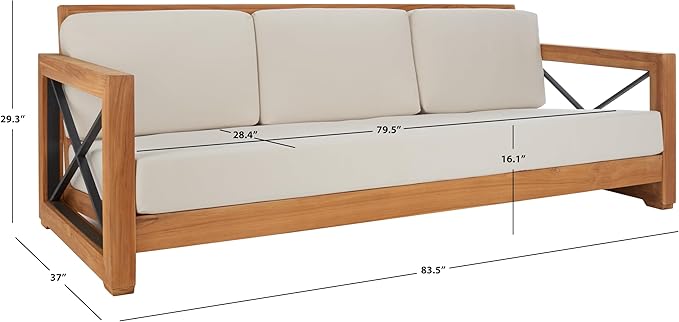 SAFAVIEH Couture Outdoor Patio Furniture Collection – Curacao 3-Seat Patio Sofa - Image 3