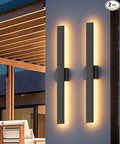 Aipsun 2 Packs LED Outdoor Wall Lights, 3000K 4000K 6000K, 23.6in Modern Black by Aipsun