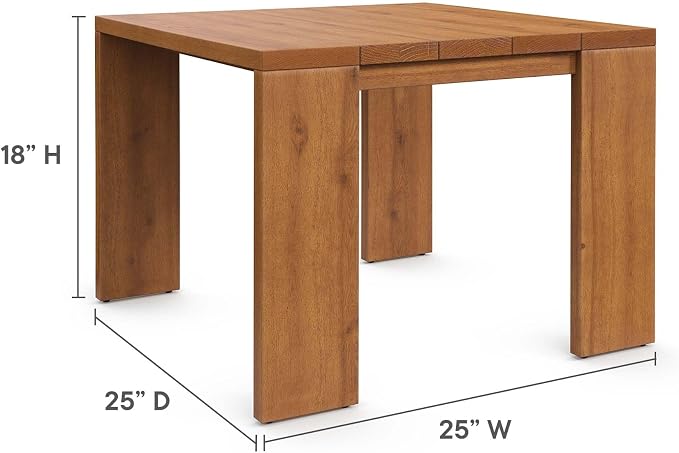 Modway Tahoe Acacia Wood 5-Piece Outdoor Patio Furniture Set in Natural Light - Image 9