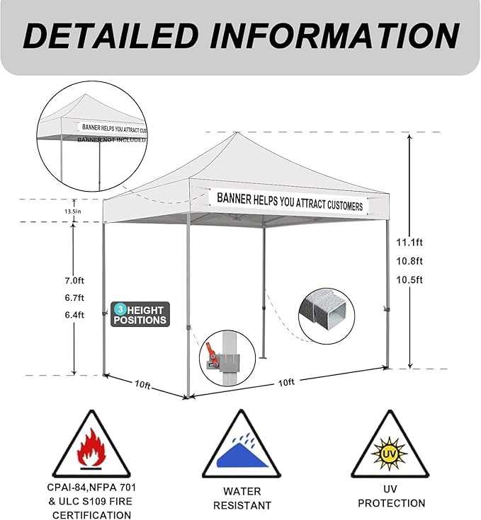 Eurmax USA Standard 10x10ft Patio Pop Up Canopy Tent - Image 2