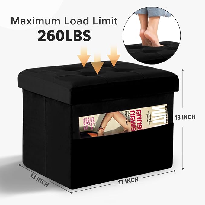 LINMAGCO Storage Ottoman Folding Foot Stool Foot Rest - Image 2