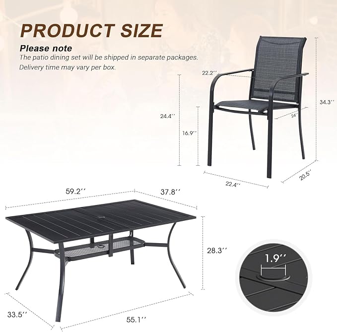 VICLLAX 7 Pieces Patio Outdoor Dining Set - Image 2