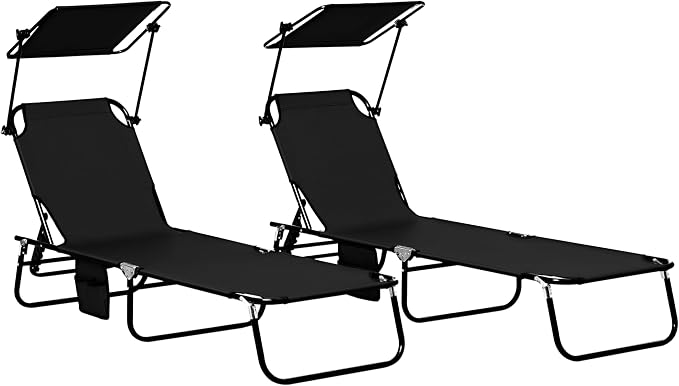 Outsunny Folding Chaise Lounge Pool Lounge Chairs Set of 2, Outdoor Sun Tanning by Outsunny