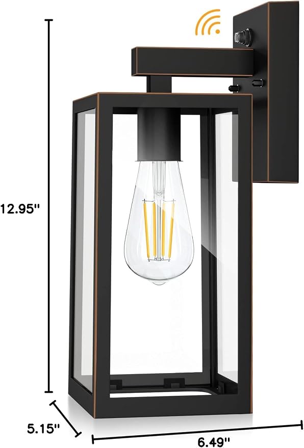 SHINE HAI Dusk to Dawn Outdoor Wall Lantern, Exterior Sensor Light Fixture - Image 6