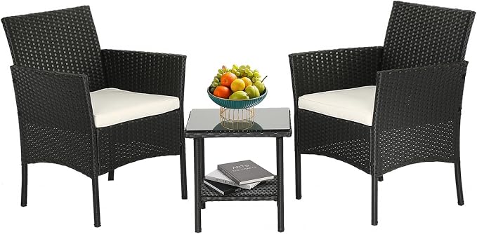 FDW Wicker Outdoor Furniture Patio Furniture Set of 3 Rattan Patio Chairs by FDW