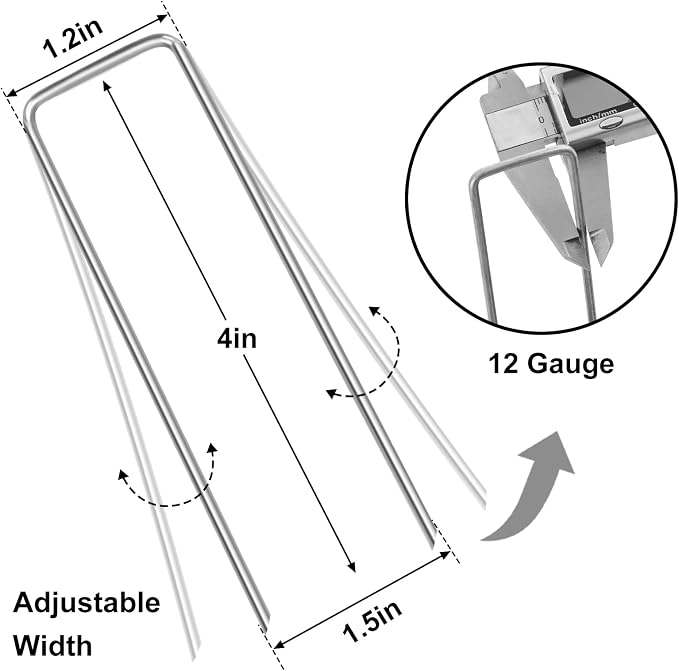 HongWay 500 Pack 4 Inch Landscape Staples, Garden Staples 12 Gauge Galvanized - Image 2