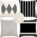 RABUSOFA Outdoor Pillows Waterproof, 20x20 inch Black and White Boho Set of 4 by RABUSOFA