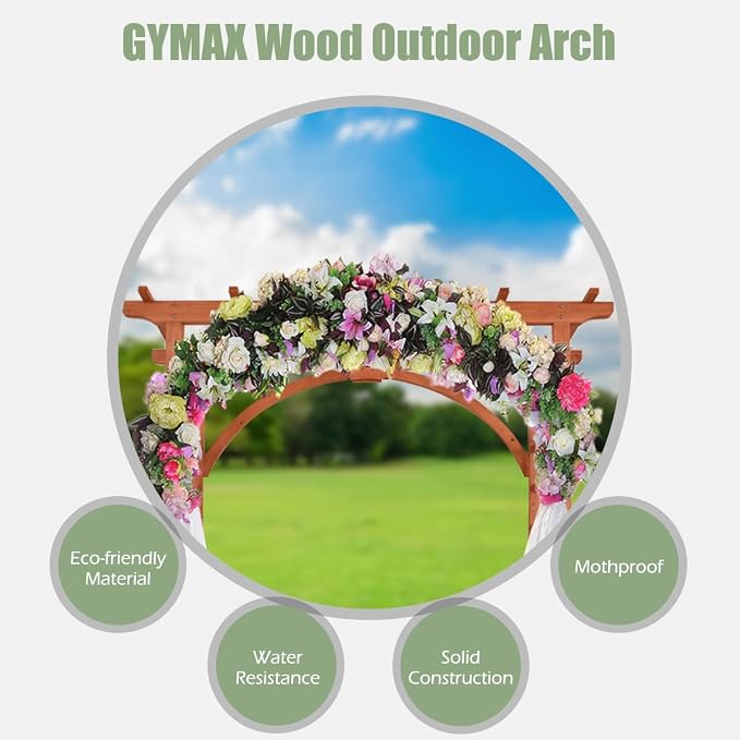 GYMAX Wood Arbor Arch, Outdoor Ceremony Wedding Bridal Decor - Image 8