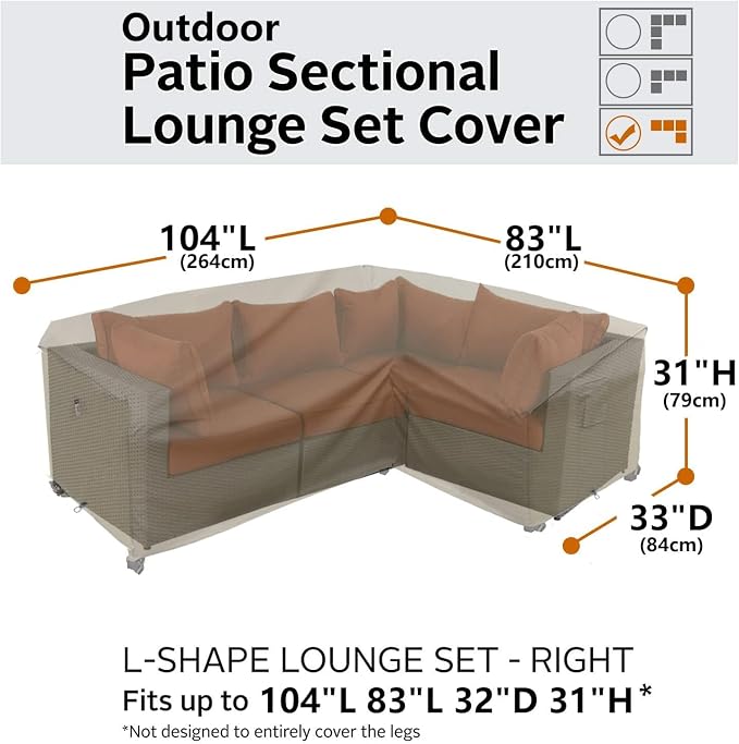 Heavy Duty Outdoor Sectional Cover, L-Shaped Lawn Patio Furniture Covers - Image 7