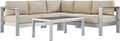 Modway Shore 4-Piece Aluminum Outdoor Patio Sectional Sofa Set in Silver Beige by Modway