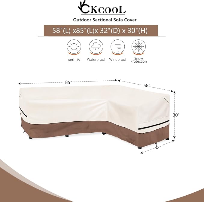 okcool Outdoor Sectional Sofa Cover Waterproof-L-Shaped Patio Furniture Covers - Image 2