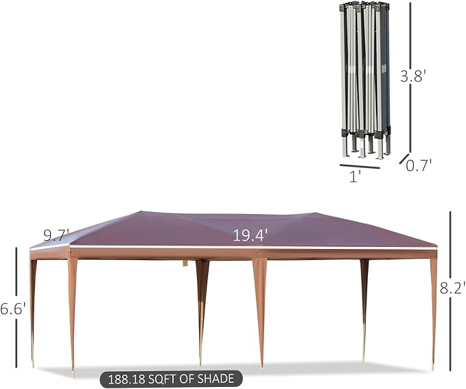 Outsunny 10' x 20' Pop Up Canopy Tent, Upgraded Heavy Duty Tents - Image 7