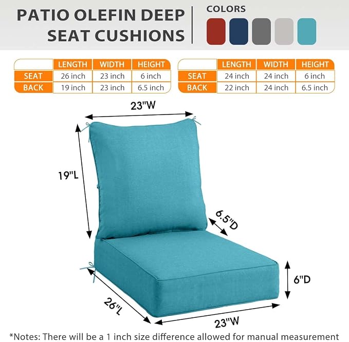 Sundale Outdoor Olefin Deep Seat Cushion Set of 2, Patio Chair Cushion and - Image 4