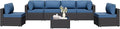 7 Pieces Outdoor Patio Sectional Sofa Couch, Wicker Furniture Patio by Shintenchi