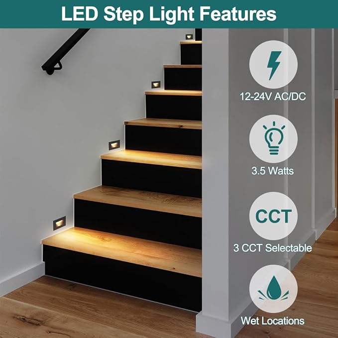kadision 3 Color Low Voltage 12V-24V LED Step Lights Indoor and Outdoor - Image 2