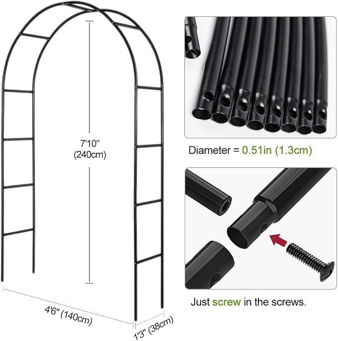 Metal Pergola Arbor, 4.6 Feet Wide x7.9 Feet High Assemble Freely - Image 4
