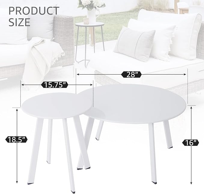Patio Outdoor Coffee Table Set of 2 - Image 2