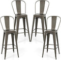 COSTWAY Metal Bar stools Set of 4, by COSTWAY
