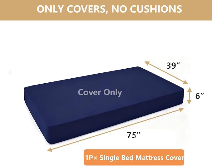 Oslimea Outdoor Daybed Cushion Cover Patio Twin Daybed Covers Waterproof Porch - Image 3