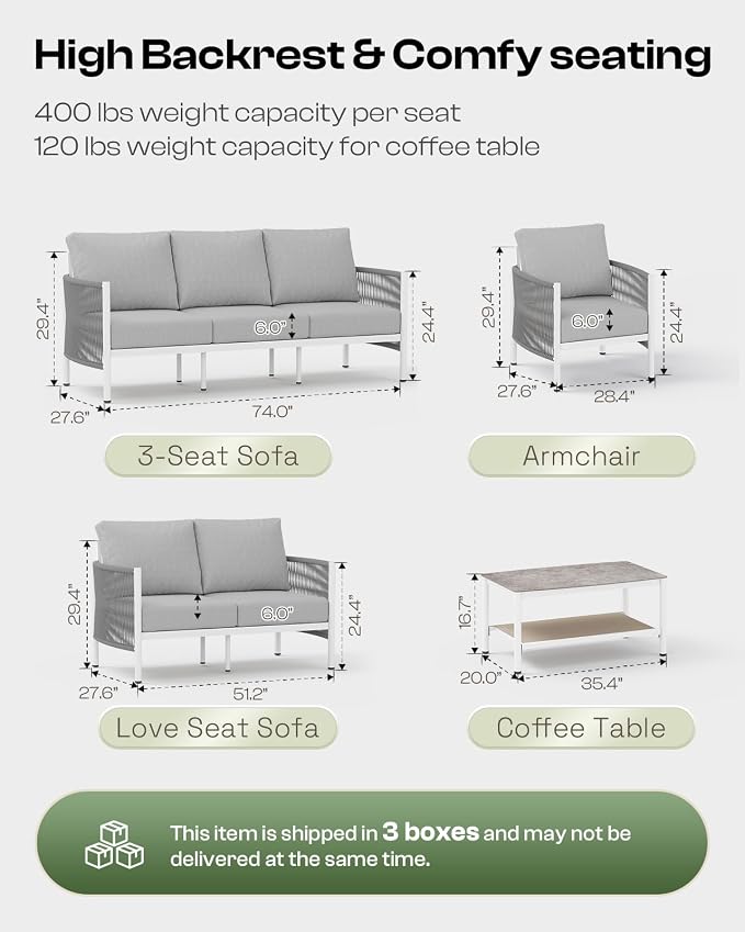 Aluminum Outdoor Patio Furniture Set - Image 2