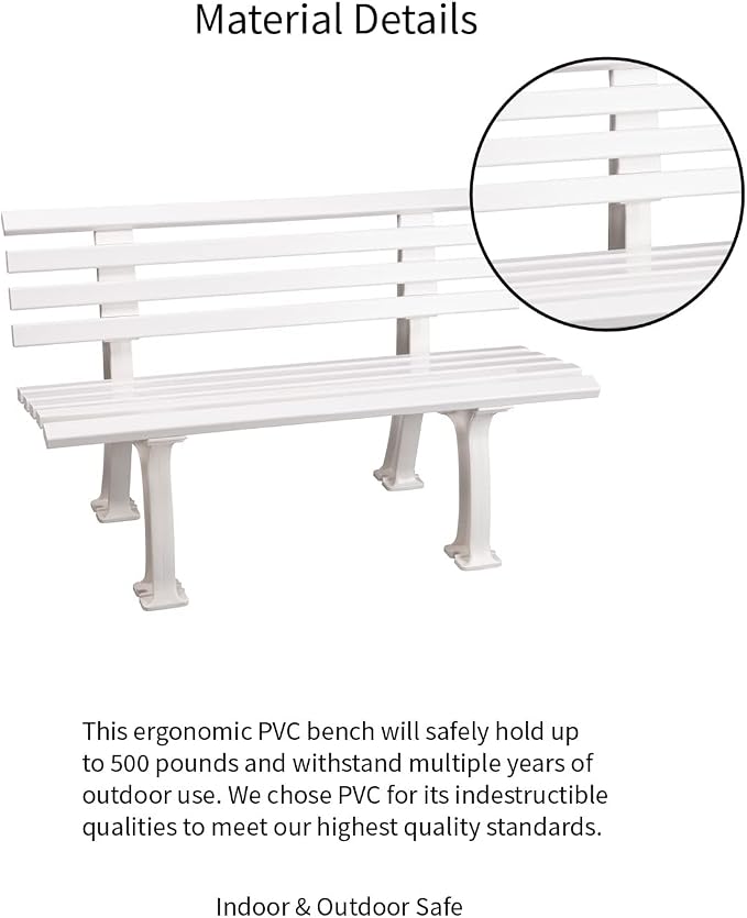 Plow & Hearth Weatherproof German PVC Outdoor Bench | Holds Up to 500 lbs | - Image 6