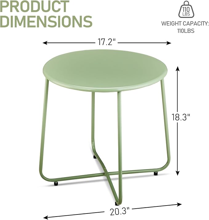 Outvita Indoor and Outdoor Side Table, Small Patio Side Table, Metal Round - Image 3