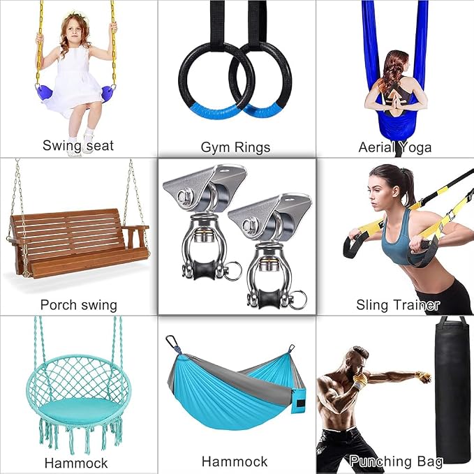 SELEWARE Silent Swing Hanger Heavy Duty Swing Hook Swivel Bearing Swing Mount - Image 2