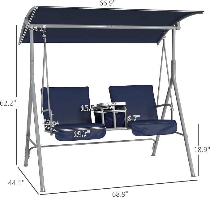 Outsunny 2 Person Porch Swing - Image 7