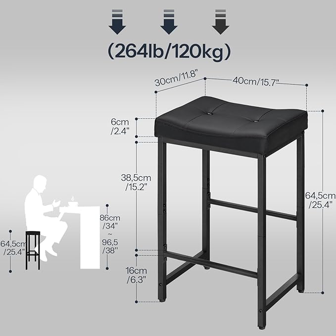 HOOBRO Bar Stools, 25.4" Saddle Stools - Image 3