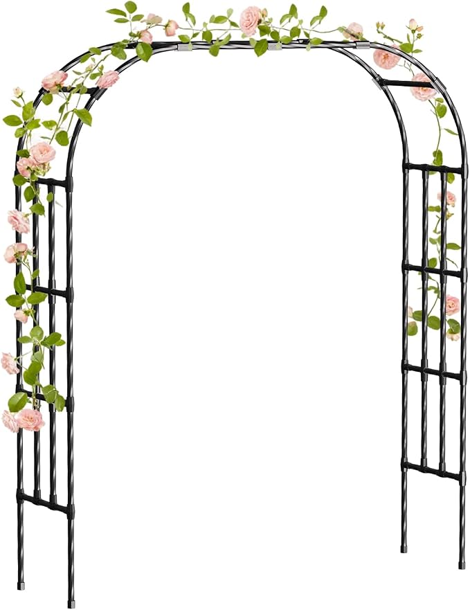 Garden Arch Trellis, 6.9FT Metal Garden Arbor Trellis by PlusYard